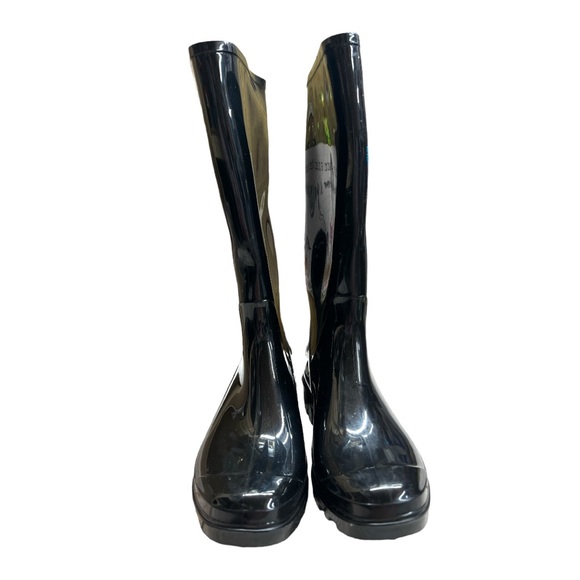 Sz6M Nicole Miller New York Black Rainy Day Rain Boots - Picture 2 of 6
